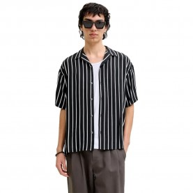 Риза с къс ръкав Jack & jones Jeff Resort Stripe short sleeve shirt - Black (Black) риза,с,къс,ръкав,дамски,ризи,мъжки,ризи,jack,&,jones,jeff,resort,stripe,short,sleeve,shirt,black,(black)
