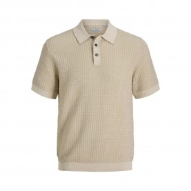 Jack & jones Kingsley Knit short sleeve polo - Beige (Whitecap Gray / Twist) дамски,блузи,с,яка,мъжки,блузи,с,яка,jack,&,jones,kingsley,knit,short,sleeve,polo,beige,(whitecap,gray,twist)