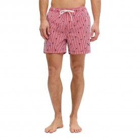 Бански гащета Jack & jones Maui Breeze Mini Stripe swimming shorts - Pink (True Red) бански,гащета,мъжки,бански,костюми,jack,&,jones,maui,breeze,mini,stripe,swimming,shorts,pink,(true,red)