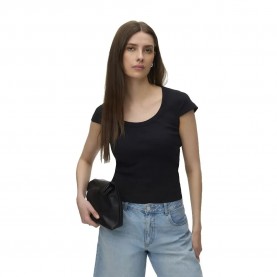 тениска,мъжки,тениски,дамски,тениски,vero,moda,chloe,u,neck,short,sleeve,t,shirt,black,(black)