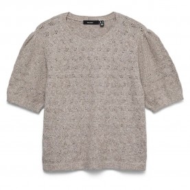 Vero moda Doffy Stitch 2/4 O-Neck Knit short sleeve blouse - Grey (Moon Rock / Melange) дамски,блузи,vero,moda,doffy,stitch,2,4,o,neck,knit,short,sleeve,blouse,grey,(moon,rock,melange)