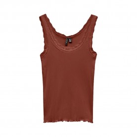Тениска Vero moda Nana Lace sleeveless T-shirt - Brown (Burnt Henna) тениска,мъжки,тениски,дамски,тениски,vero,moda,nana,lace,sleeveless,t,shirt,brown,(burnt,henna)