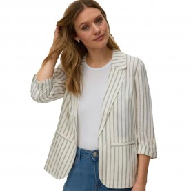 Сако Vero moda Rosie 3/4 Loose blazer - Beige (Gardenia / Black Pinstripes) сако,дамски,сака,vero,moda,rosie,3,4,loose,blazer,beige,(gardenia,black,pinstripes)
