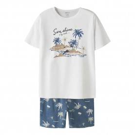 Пижама Name it Nightset Bluefin Palm pyjama - White / Blue (Bluefin) пижама,детски,пижами,name,it,nightset,bluefin,palm,pyjama,white,blue,(bluefin)