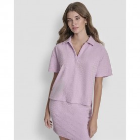дамски,блузи,с,яка,мъжки,блузи,с,яка,dkny,logo,jacquard,boxy,short,sleeve,polo,purple,(pink,lavender)