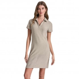 рокля,дамски,поли,и,рокли,dkny,logo,jacquard,split,neck,polo,dress,beige,(pebble)