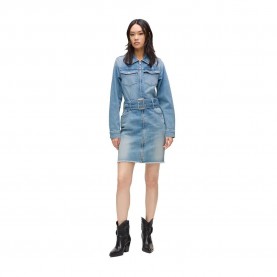 Рокля Karl lagerfeld jeans A4W13001 long sleeve short dress - Blue (Visual Washed Blue) рокля,дамски,поли,и,рокли,karl,lagerfeld,jeans,a4w13001,long,sleeve,short,dress,blue,(visual,washed,blue)