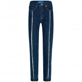 Дънки Karl lagerfeld jeans B1W10075 Straight Fit high waist jeans - Blue (Washed Dark Blue) дънки,мъжки,панталони,дамски,панталони,karl,lagerfeld,jeans,b1w10075,straight,fit,high,waist,jeans,blue,(washed,dark,blue)