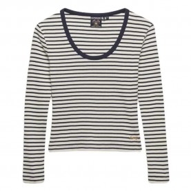 Тениска Superdry Athletic Essentials Striped long sleeve T-shirt - Beige (Lauren Navy Stripe) тениска,мъжки,тениски,дамски,тениски,superdry,athletic,essentials,striped,long,sleeve,t,shirt,beige,(lauren,navy,stripe)