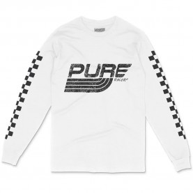 Тениска Pure racer Checkers Basic 1 long sleeve T-shirt - White (White) тениска,мъжки,тениски,дамски,тениски,pure,racer,checkers,basic,1,long,sleeve,t,shirt,white,(white)