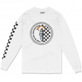 Тениска Pure racer Circle Checkers long sleeve T-shirt - White (White) тениска,мъжки,тениски,дамски,тениски,pure,racer,circle,checkers,long,sleeve,t,shirt,white,(white)