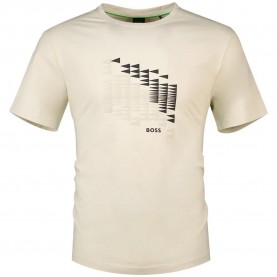 Тениска BOSS Network Flag 10273414 T-shirt - Beige (Light Beige) тениска,мъжки,тениски,дамски,тениски,boss,network,flag,10273414,t,shirt,beige,(light,beige)