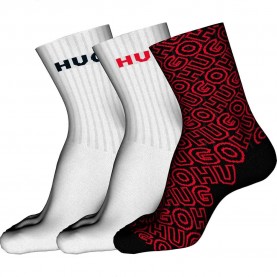 Чорапи HUGO QS Logo AOP 10280465 socks 3 pairs - Multicolor (Open Miscellaneous) чорапи,мъжки,чорапи,дамски,чорапи,hugo,qs,logo,aop,10280465,socks,3,pairs,multicolor,(open,miscellaneous)
