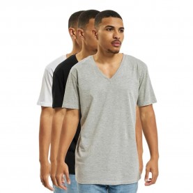 Тениска Def Dfts035 short sleeve v neck T-shirt 3 units - Multicolor (Black / White / Grey Melange) тениска,мъжки,тениски,дамски,тениски,def,dfts035,short,sleeve,v,neck,t,shirt,3,units,multicolor,(black,white,grey,melange)