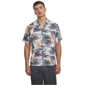 риза,с,къс,ръкав,дамски,ризи,мъжки,ризи,urban,classics,viscose,aop,resort,short,sleeve,shirt,white,(blue,leaves)