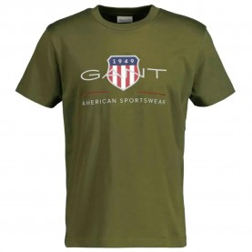 Тениска Gant Regular Archive Shield short sleeve T-shirt - Green (Moss Green) тениска,мъжки,тениски,дамски,тениски,gant,regular,archive,shield,short,sleeve,t,shirt,green,(moss,green)