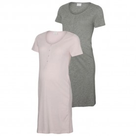 дамски,пижами,mamalicious,mira,materinty,short,sleeve,nightgown,2,units,grey,pink,(chalk,pink,light,grey,melange)
