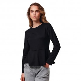 Тениска Pieces Alisa Peplum long sleeve T-shirt - Black (Black) тениска,мъжки,тениски,дамски,тениски,pieces,alisa,peplum,long,sleeve,t,shirt,black,(black)