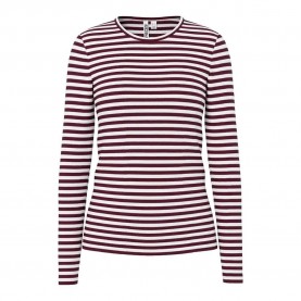Тениска Pieces Laya long sleeve T-shirt - Red (Winetasting / Bright White) тениска,мъжки,тениски,дамски,тениски,pieces,laya,long,sleeve,t,shirt,red,(winetasting,bright,white)