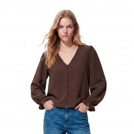 Pieces Tiffany long sleeve blouse - Brown (Hot Fudge) дамски,блузи,pieces,tiffany,long,sleeve,blouse,brown,(hot,fudge)