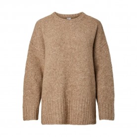Блуза Pieces Tina sweater - Beige / Brown (Greige / Melange) блуза,мъжки,пуловери,дамски,пуловери,pieces,tina,sweater,beige,brown,(greige,melange)