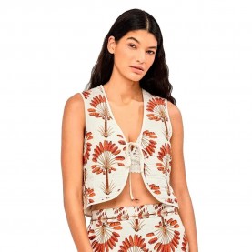 Елек Gisela Padded Palm Print vest - White (Printed) елек,дамски,жилетки,gisela,padded,palm,print,vest,white,(printed)