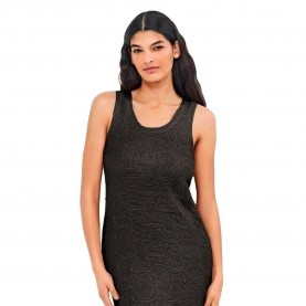 Рокля Gisela Straight Crochet Type Fabric sleeveless dress - Black (Black) рокля,дамски,поли,и,рокли,gisela,straight,crochet,type,fabric,sleeveless,dress,black,(black)