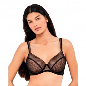 Gisela Underwire Armpit Slimming Capacity Monogram Jacquard bra - Black (Black) дамско,бельо,дамски,бикини,и,танкини,gisela,underwire,armpit,slimming,capacity,monogram,jacquard,bra,black,(black)
