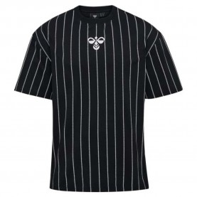 Тениска Hummel Chevron Pinstripe short sleeve T-shirt - Black (Black / White) тениска,мъжки,тениски,дамски,тениски,hummel,chevron,pinstripe,short,sleeve,t,shirt,black,(black,white)