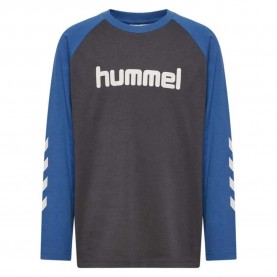 Тениска Hummel Logo long sleeve T-shirt - Grey (Bijou Blue) тениска,мъжки,тениски,дамски,тениски,hummel,logo,long,sleeve,t,shirt,grey,(bijou,blue)