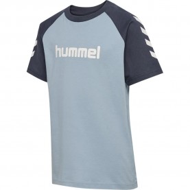 Тениска Hummel Logo short sleeve T-shirt - Blue (Dusty Blue) тениска,мъжки,тениски,дамски,тениски,hummel,logo,short,sleeve,t,shirt,blue,(dusty,blue)