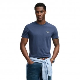 Тениска Superdry Essential Serif Logo Embroidered short sleeve T-shirt - Blue (Lauren Navy / Yellow) тениска,мъжки,тениски,дамски,тениски,superdry,essential,serif,logo,embroidered,short,sleeve,t,shirt,blue,(lauren,navy,yellow)
