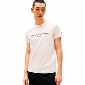 Тениска Tommy hilfiger Logo short sleeve T-shirt - White (Heathered Oatmilk) тениска,мъжки,тениски,дамски,тениски,tommy,hilfiger,logo,short,sleeve,t,shirt,white,(heathered,oatmilk)