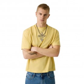 Тениска Guess jeans Baker Logo short sleeve T-shirt - Yellow (Yellow Field) тениска,мъжки,тениски,дамски,тениски,guess,jeans,baker,logo,short,sleeve,t,shirt,yellow,(yellow,field)