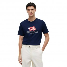 Тениска Tommy hilfiger Main Flag short sleeve T-shirt - Blue (Carbon Navy) тениска,мъжки,тениски,дамски,тениски,tommy,hilfiger,main,flag,short,sleeve,t,shirt,blue,(carbon,navy)