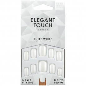 Elegant touch Glue Squoval Quite White artificial nails 24 units специфични,козметични,продукти,elegant,touch,glue,squoval,quite,white,artificial,nails,24,units