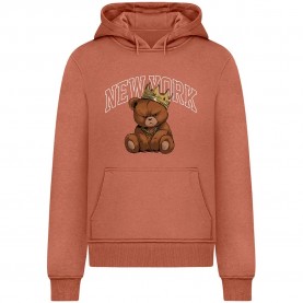 Суичър Mister tee New York Crowned Bear hoodie - Orange (Bark) суичър,мъжки,пуловери,mister,tee,new,york,crowned,bear,hoodie,orange,(bark)
