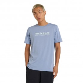 Тениска New balance Heathertech Athletic Gear short sleeve T-shirt - Blue (Blue) тениска,мъжки,тениски,дамски,тениски,new,balance,heathertech,athletic,gear,short,sleeve,t,shirt,blue,(blue)