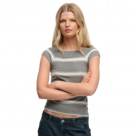 Фланелка с къс ръкав Superdry Athletic Off Shoulder Pattern short sleeve top - Grey (Griffin Grey Marl Stripe) фланелка,с,къс,ръкав,дамски,топове,superdry,athletic,off,shoulder,pattern,short,sleeve,top,grey,(griffin,grey,marl,stripe)
