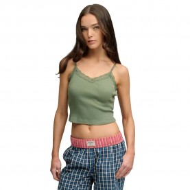 Потник Superdry Essential Lace Trim Crop Cami Sleeveless Top - Green (Laurel Khaki) потник,дамски,топове,superdry,essential,lace,trim,crop,cami,sleeveless,top,green,(laurel,khaki)