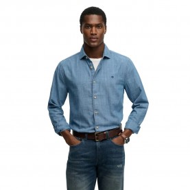 Риза с дълъг ръкав Superdry Essentials Chambray long sleeve shirt - Blue (Washed Indigo) риза,с,дълъг,ръкав,дамски,ризи,мъжки,ризи,superdry,essentials,chambray,long,sleeve,shirt,blue,(washed,indigo)