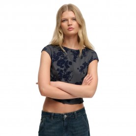 фланелка,с,къс,ръкав,дамски,топове,superdry,flocked,mesh,short,sleeve,top,blue,(midnight,blue)