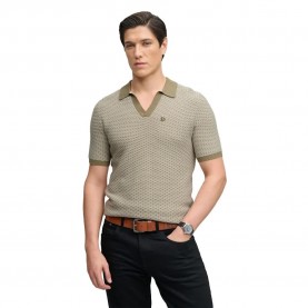 Superdry Johnny Collar Knitted short sleeve polo - Beige (Artichoke / Cream Jacquard) дамски,блузи,с,яка,мъжки,блузи,с,яка,superdry,johnny,collar,knitted,short,sleeve,polo,beige,(artichoke,cream,jacquard)