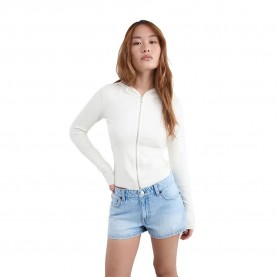 блуза,дамски,блузи,balmohk,30000604,slim,fit,full,zip,sweatshirt,white,(ecru)