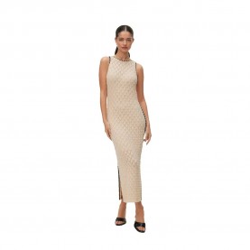 Рокля Vero moda Awevelyn sleeveless long dress - Beige (Birch / Black Contrast) рокля,дамски,поли,и,рокли,vero,moda,awevelyn,sleeveless,long,dress,beige,(birch,black,contrast)