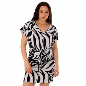 Рокля Fundango Palmetta short sleeve dress - White / Black (Black Injun) рокля,дамски,поли,и,рокли,fundango,palmetta,short,sleeve,dress,white,black,(black,injun)