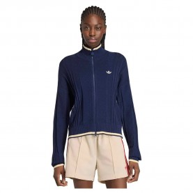 Блуза Adidas Originals Cable Knit Firebird full zip sweatshirt - Blue (Night Indigo) блуза,дамски,блузи,adidas,originals,cable,knit,firebird,full,zip,sweatshirt,blue,(night,indigo)