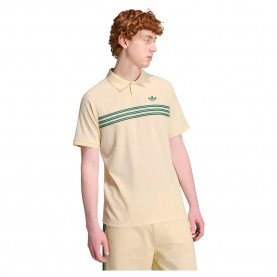 Adidas Originals Chest Stripes short sleeve polo - Beige / Yellow (Warm Vanilla) дамски,блузи,с,яка,мъжки,блузи,с,яка,adidas,originals,chest,stripes,short,sleeve,polo,beige,yellow,(warm,vanilla)