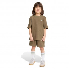 Adidas Originals Loose Waffle Short T-Shirt set - Green (Olive Strata / Olive Strata) детски,екипи,adidas,originals,loose,waffle,short,t,shirt,set,green,(olive,strata,olive,strata)