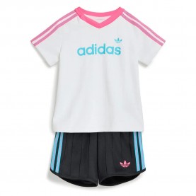 Adidas Originals Pinstripes Sprinter Short Tee set - White (White / Black) детски,екипи,adidas,originals,pinstripes,sprinter,short,tee,set,white,(white,black)